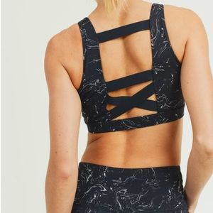 Mono B Marble Swirl Print Strap back sports bra S